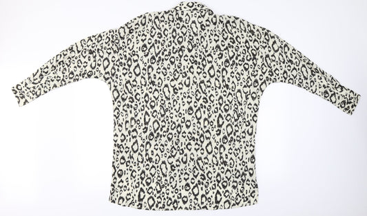 River Island Womens Beige Animal Print Basic Button-Up Size S