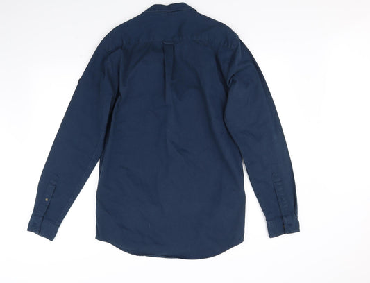 Pull&Bear Womens Blue Basic Button-Up Size S