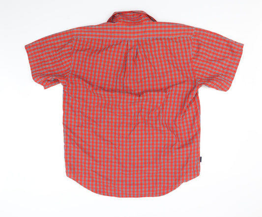 CAPSULE Womens Orange Check Basic Button-Up Size M