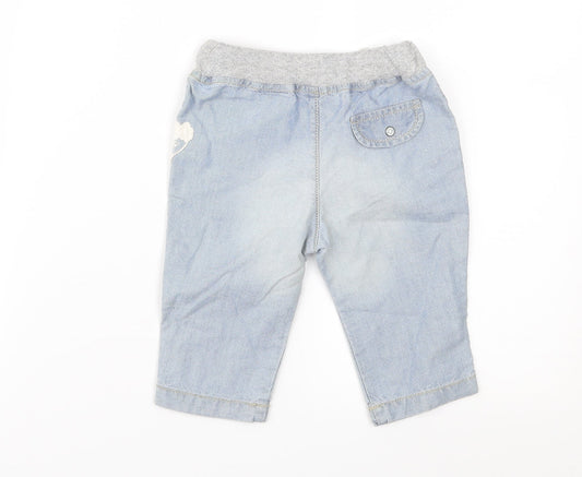 IKKS Baby Blue Denim Cargo Jeans Size 3-6 Months