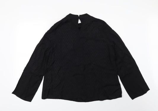 Preworn Womens Black Geometric Basic Blouse Size 14