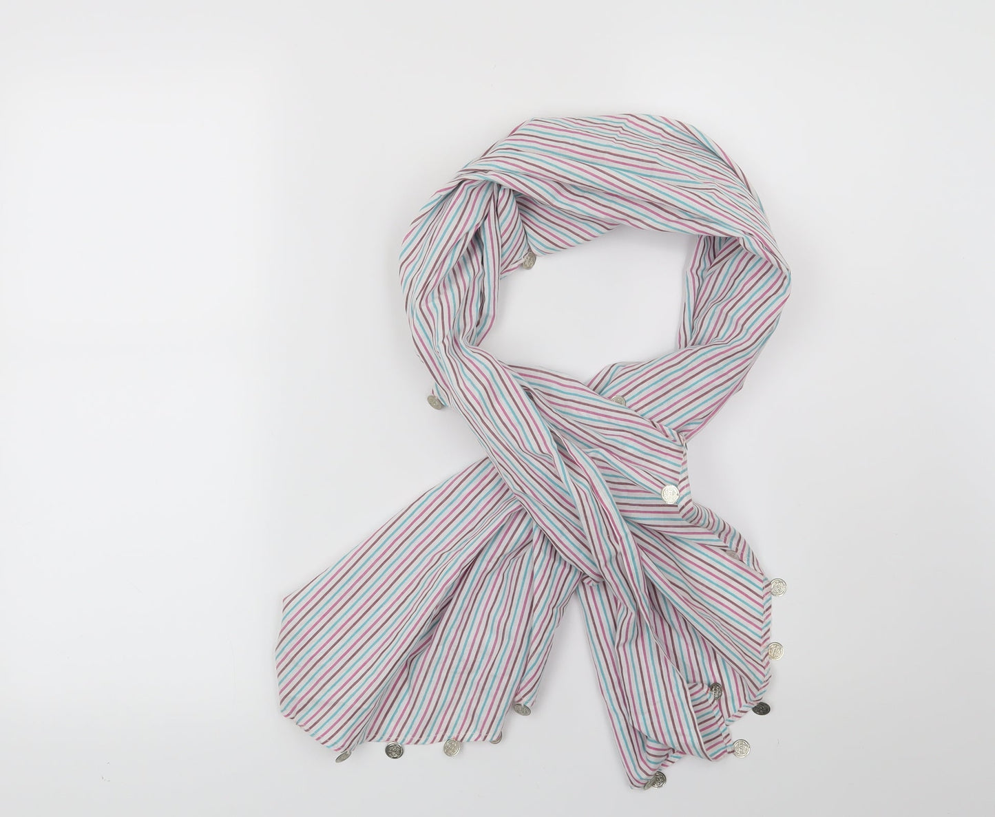 George Womens White Striped Scarf