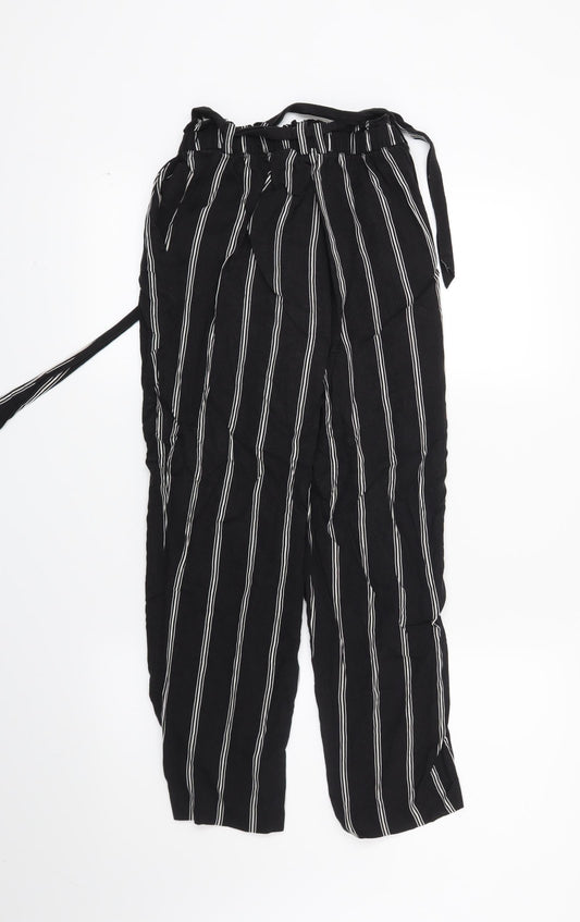 H&M Womens Black Striped Trousers Size 6 L24 in