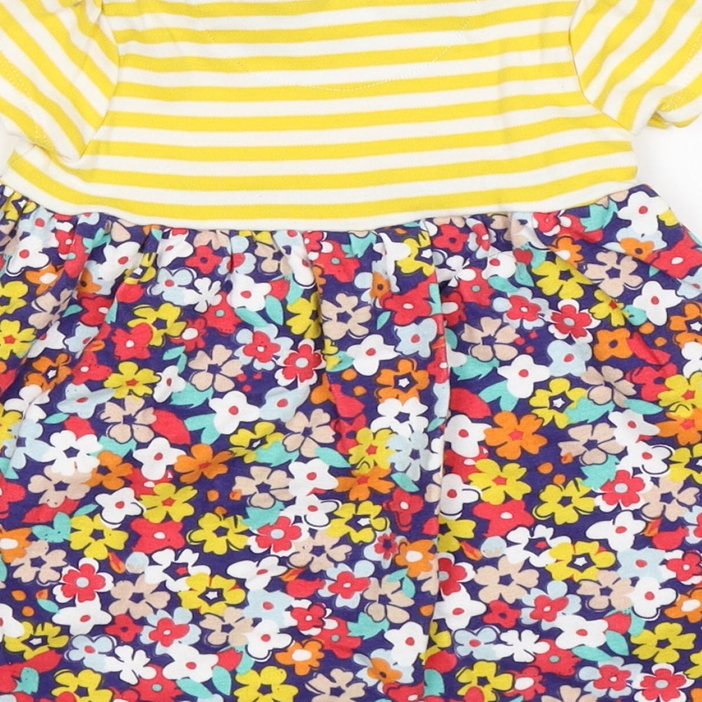 Brand and care label for Mini Club girls’ multicoloured floral fit & flare, size 6-9, months