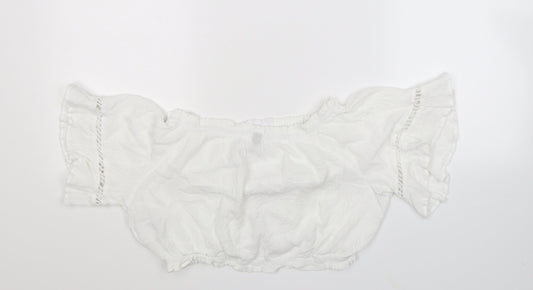 Divided Womens White Basic Blouse Size 10 - Cropped