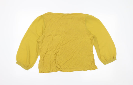 Oasis Womens Yellow Basic Blouse Size L