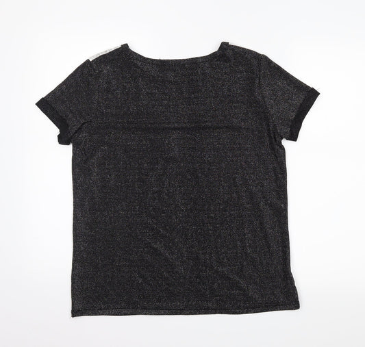 pink studio Womens Black Basic T-Shirt Size L