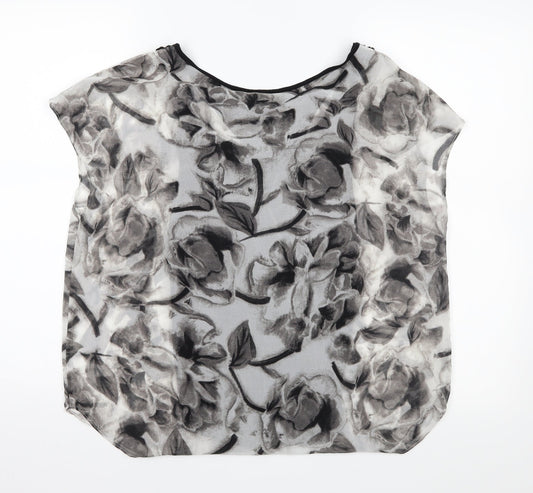 et vous Womens Black Floral Basic Blouse Size 10