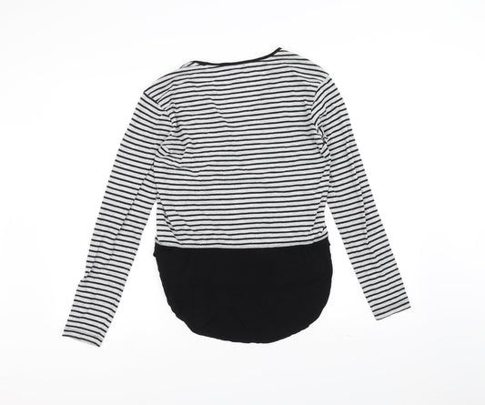 Zara Womens Black Striped Basic T-Shirt Size S