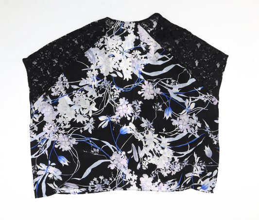 Papaya Womens Black Floral Cape Jumper Size 8