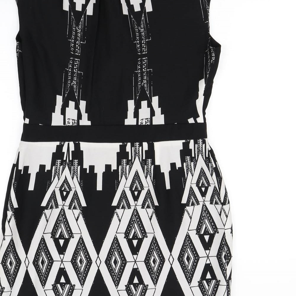 LIMITED Womens Black Geometric Pencil Dress Size 10