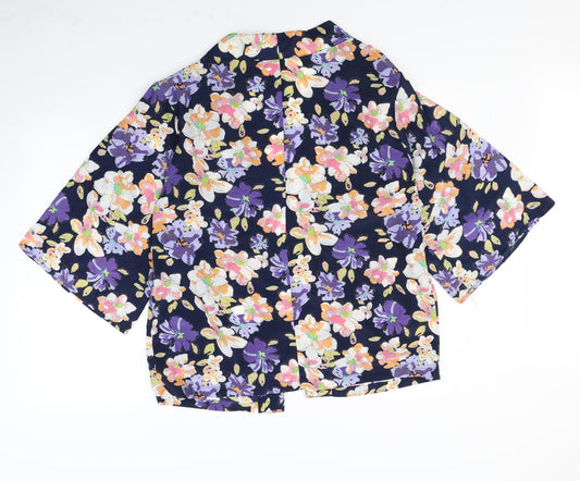 So Fabulous Womens Blue Floral Jacket Size 16