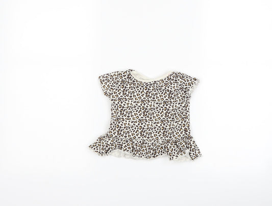Peacocks Girls White Animal Print Basic T-Shirt Size 3-6 Months - love heart