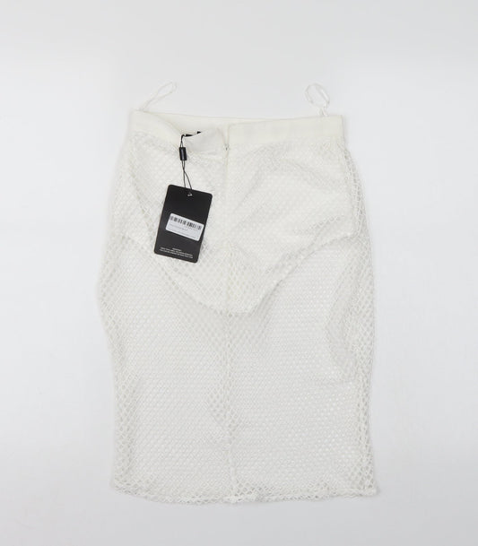 Pretty little thing Womens White A-Line Skirt Size 6 - Fishnet