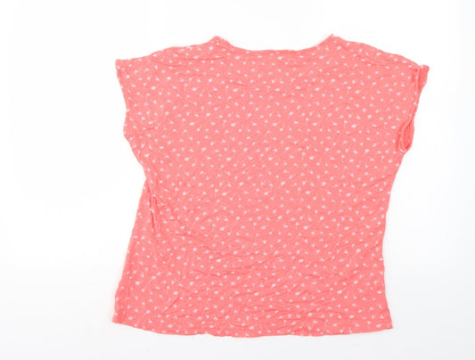 Preworn Girls Orange Floral Basic Blouse Size 12-13 Years