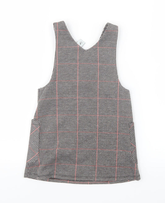 TU Girls Black Houndstooth Pinafore/Dungaree Dress Size 3 Years