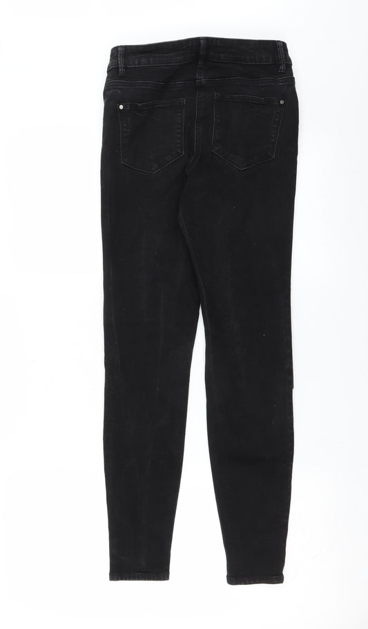 Matalan Womens Black Denim Skinny Jeans Size 8 L28 in - distressed