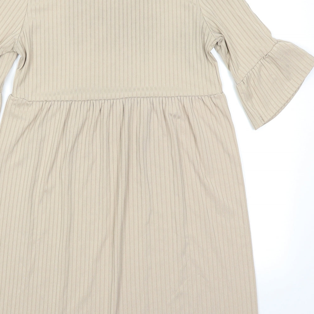 Boohoo Womens Beige Skater Dress Size 8