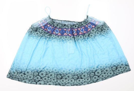 Tendency Womens Blue Geometric Basic Tank Size L