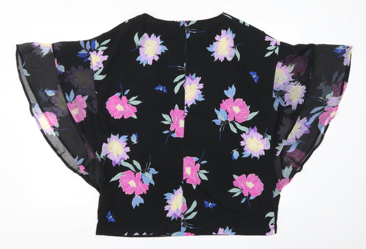 Capsule Womens Purple Floral Basic Blouse Size 12