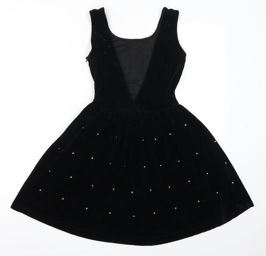 Hearts & Bows Womens Black Polka Dot Skater Dress Size 6