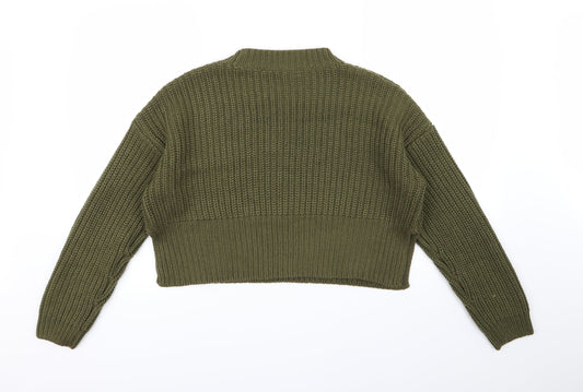 New Look Girls Green Knit Pullover Jumper Size 14-15 Years