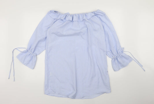 Missguided Womens Blue Striped A-Line Size 10