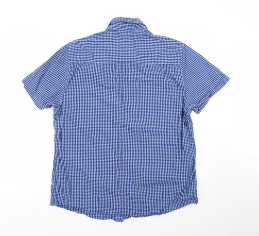 ACW85 Mens Blue Check Button-Up Size L