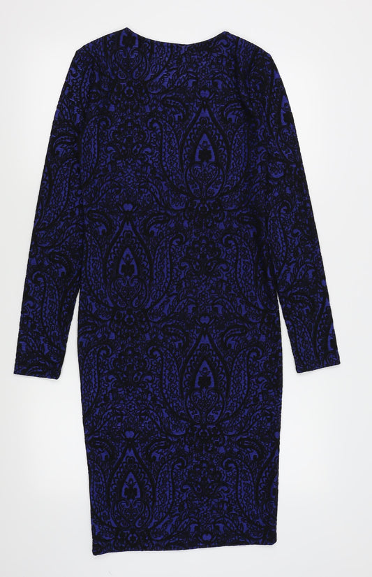 VERO MODA Womens Blue Floral T-Shirt Dress Size S