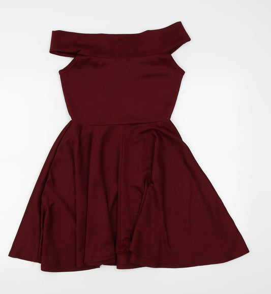 Boohoo Womens Purple Fit & Flare Size 10