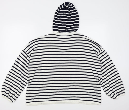 falmen Womens White Striped Pullover Jumper Size M