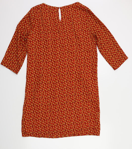 cerise Blue Womens Orange Floral Fit & Flare Size S