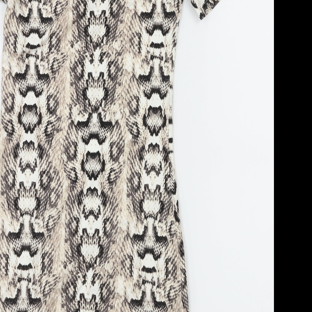 H&M Womens Brown Animal Print A-Line Size 8