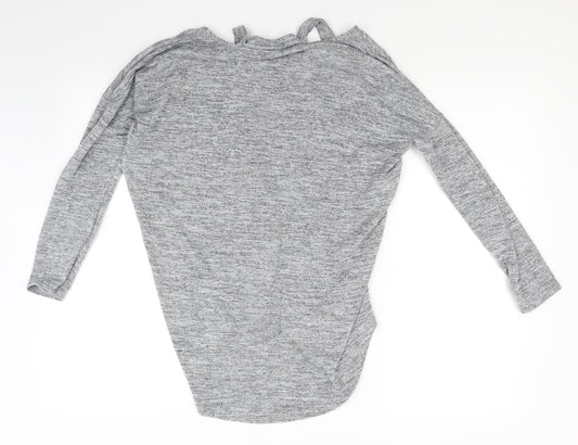 New Look Womens Grey Knit Pullover Jumper Size S - Open Shoulders