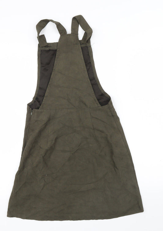 Primark Womens Green Houndstooth A-Line Size 6 - Dungaree dress