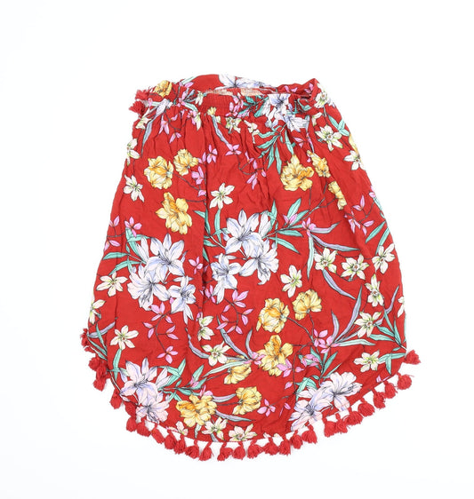 Ambar Womens Red Floral Wrap Skirt Size XL