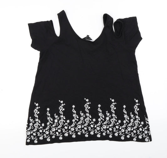 New Look Womens Black Floral Basic Blouse Size 12