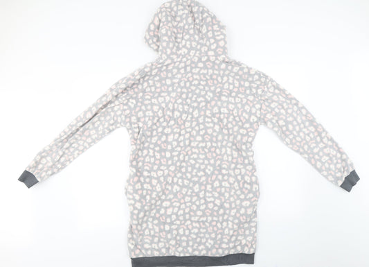 ESMARA Womens Grey Animal Print Pullover Hoodie Size M
