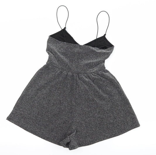 H&M Womens Silver Jersey Playsuit One-Piece Size 4