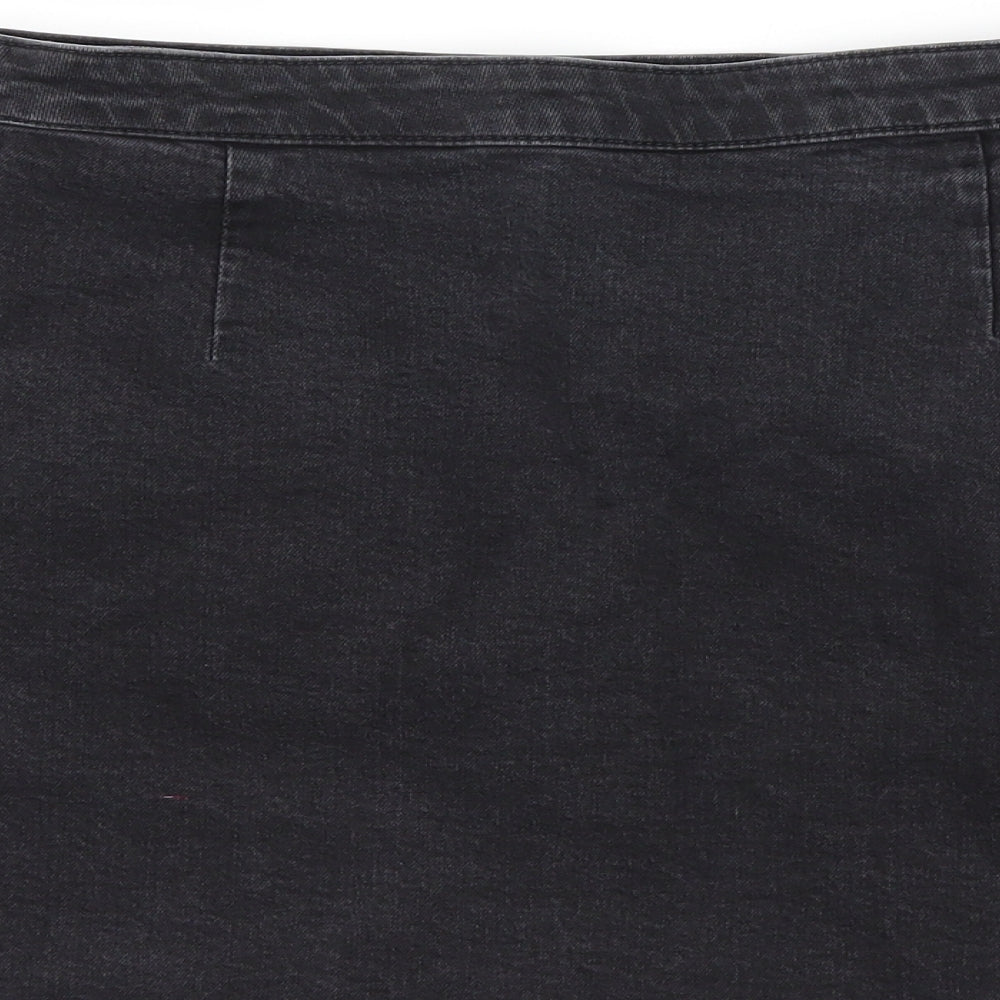 Preworn Womens Black Denim A-Line Skirt Size 30 in