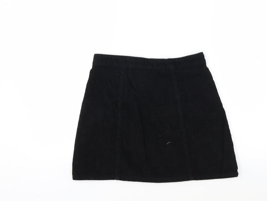 Denim & Co. Womens Black Corduroy Mini Skirt Size 8