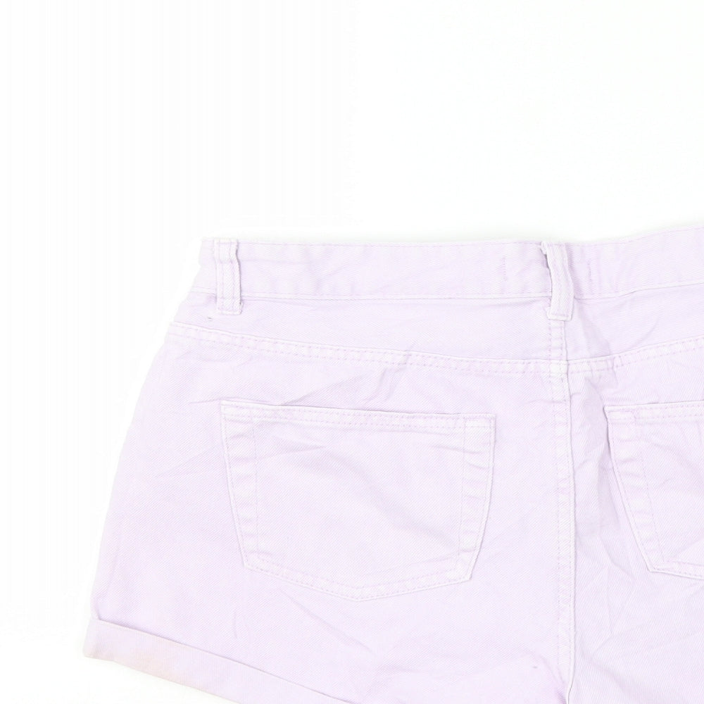 Denim & Co. Womens Purple Denim Cut-Off Shorts Size 12