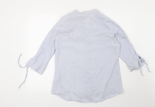 Preworn Womens Blue Striped Basic Button-Up Size L