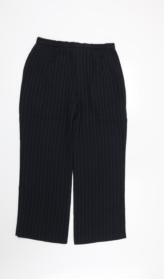 Marks and Spencer Womens Blue Striped Trousers Size 14 L28 in