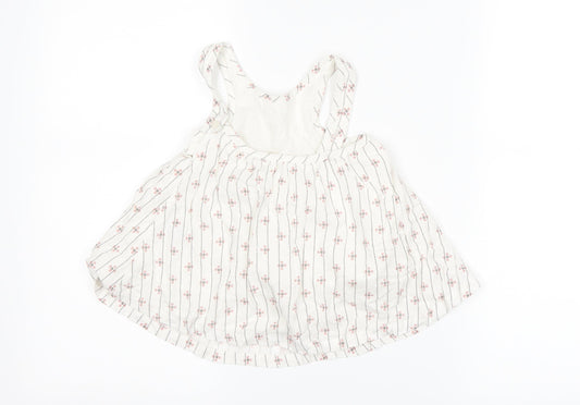 Marks and Spencer Girls White Striped Pinafore/Dungaree Dress Size 3-6 Months
