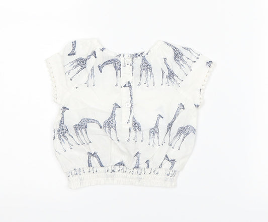 NEXT Girls White Basic T-Shirt Size 3-6 Months - Giraffe Print