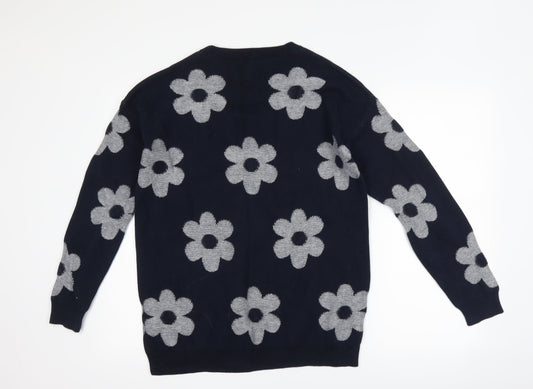 FOREVER 21 Womens Blue Floral Pullover Jumper Size M