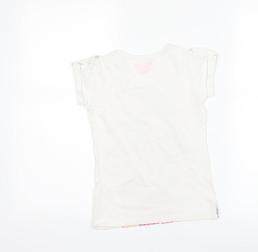 Matalan Girls White Basic T-Shirt Size 6-7 Years - Graphic
