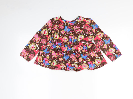Butterfly Girls Brown Floral Basic Blouse Size 5 Years