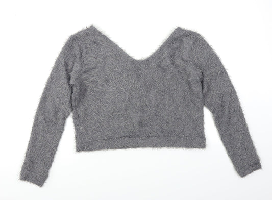 Femme Luxe Womens Grey Pullover Jumper Size M - Cropped